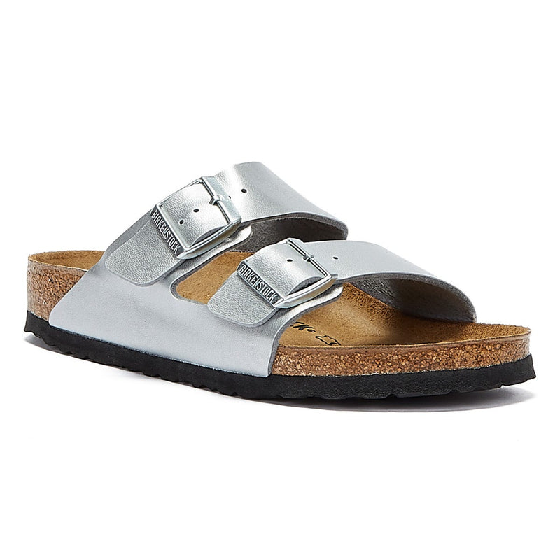 Birkenstock Arizona Birko Flor Womens Silver Sandals