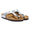 Birkenstock Gizeh Birko Flor Womens Silver Sandals