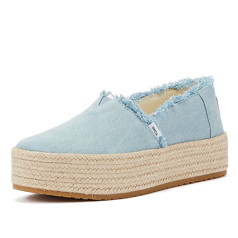 TOMS Washed Denim Valencia Pastel Blue Espadrilles Women's Blue Sandal