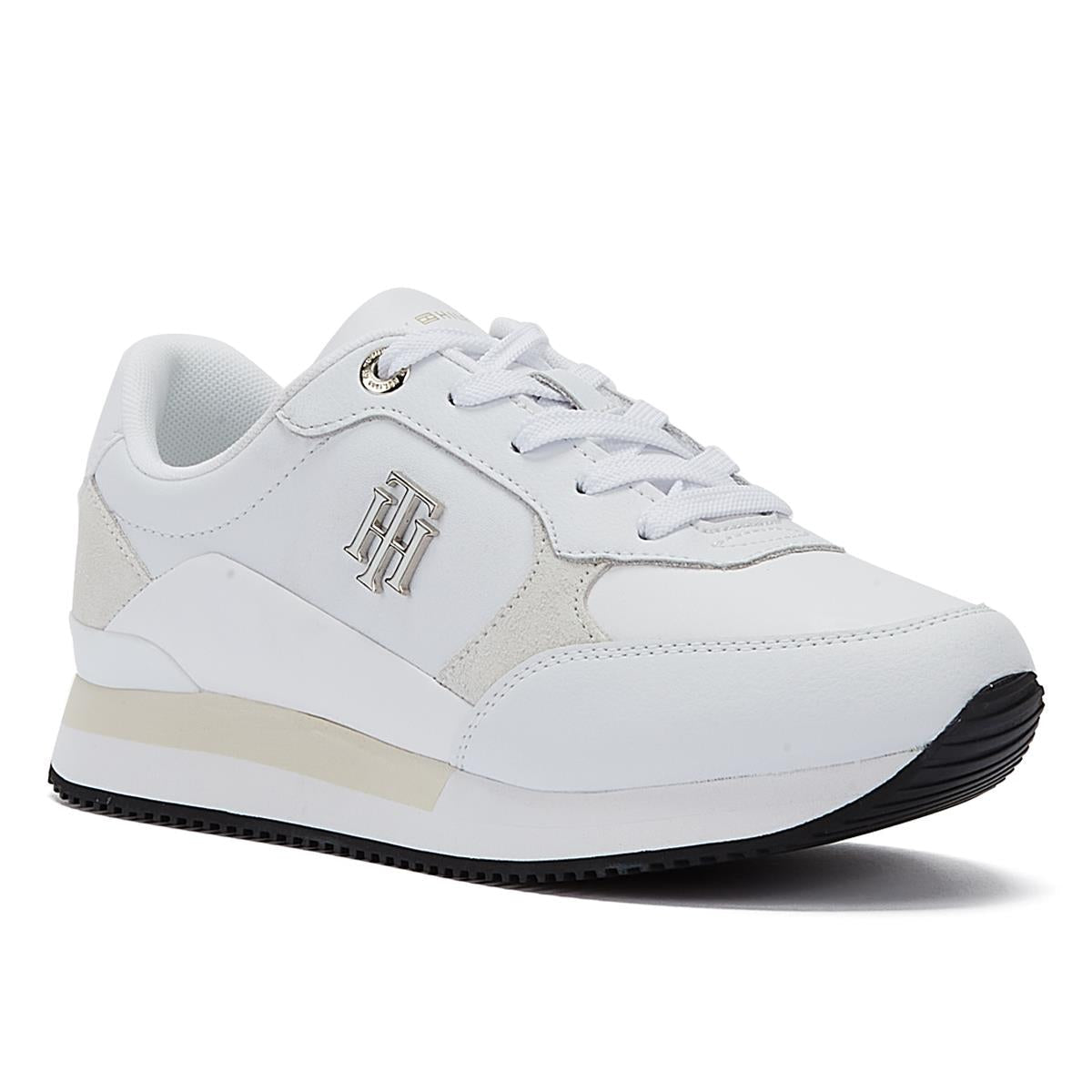 Tommy Hilfiger TH Emboss Metallic Sneaker Womens White/Gold Sneakers