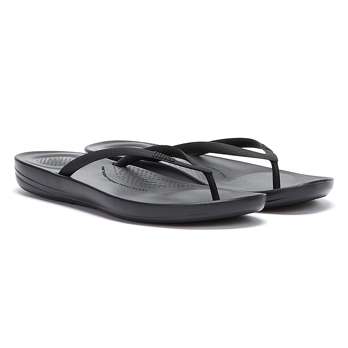 Fitflop IQushion Ergonomic Womens Black Flip Flops