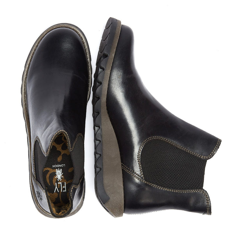 Fly London Salv Womens Black Leather Boots