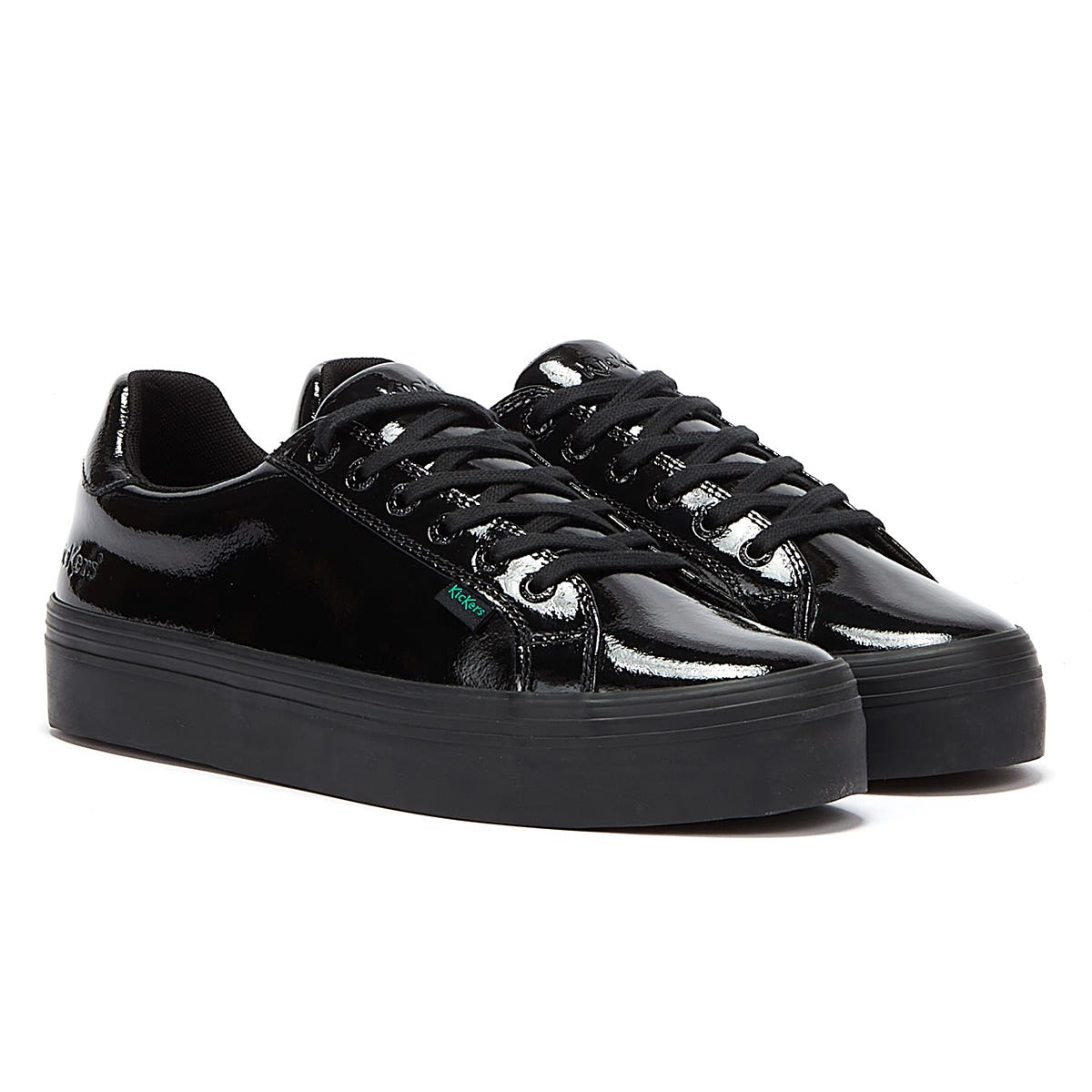 Kickers Tovni Stack Patent Leather Womens Black Sneakers