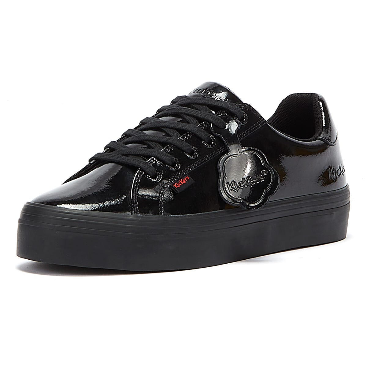 Kickers Tovni Stack Patent Leather Womens Black Sneakers