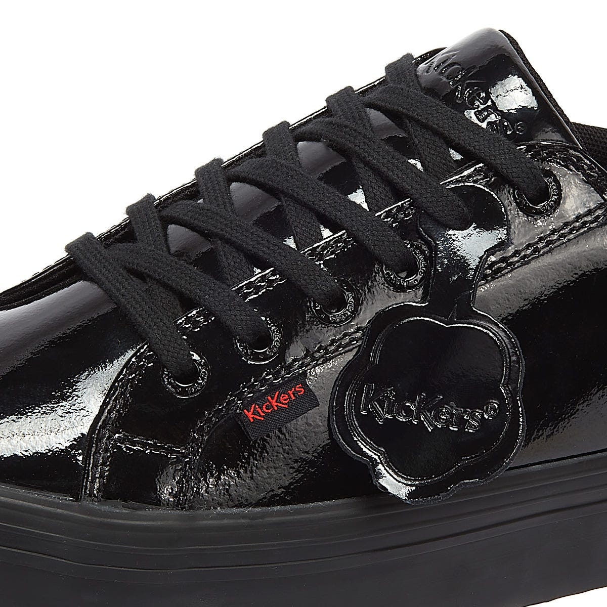 Kickers Tovni Stack Patent Leather Womens Black Sneakers