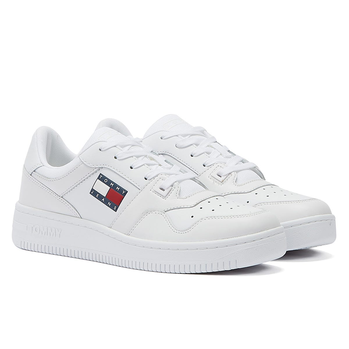 Tommy Hilfiger Jeans Retro Basket Mens White Leather Sneakers