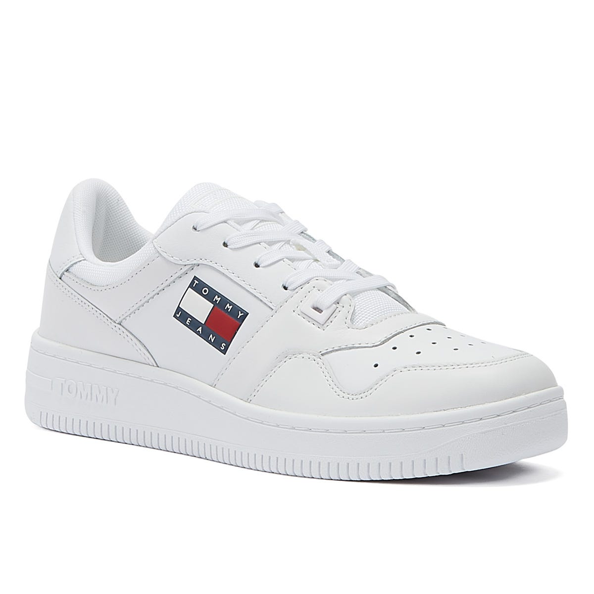 Tommy Hilfiger Jeans Retro Basket Mens White Leather Sneakers