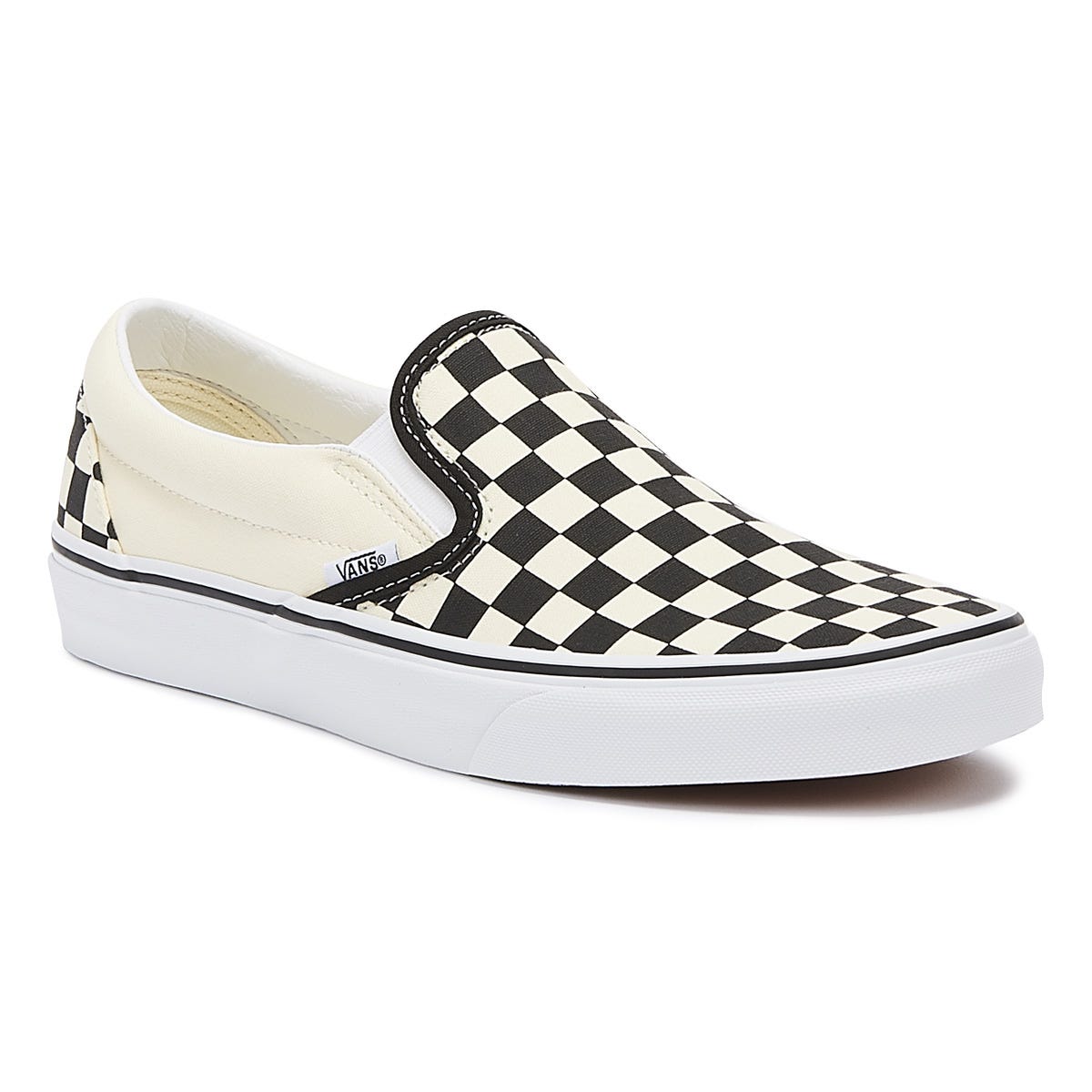 Vans Classic Slip-On Womens Black / White Checkerboard Canvas Sneakers