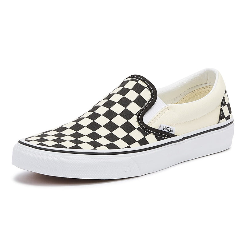 Vans Classic Slip-On Womens Black / White Checkerboard Canvas Sneakers