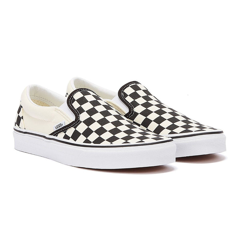 Vans Classic Slip-On Womens Black / White Checkerboard Canvas Sneakers