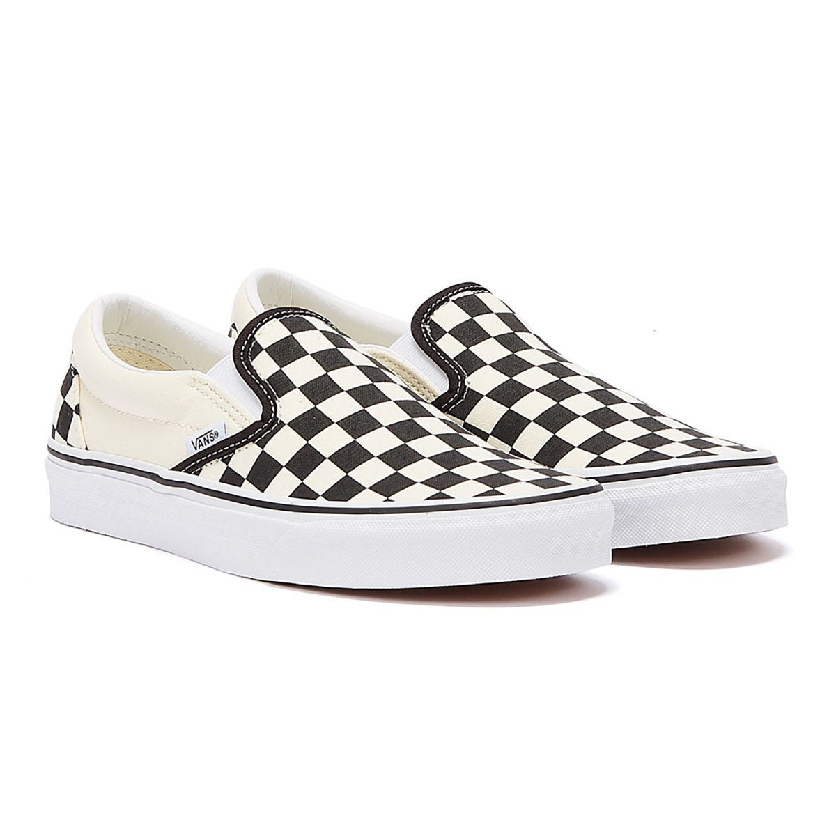 Vans Classic Slip-On Womens Black / White Checkerboard Canvas Sneakers