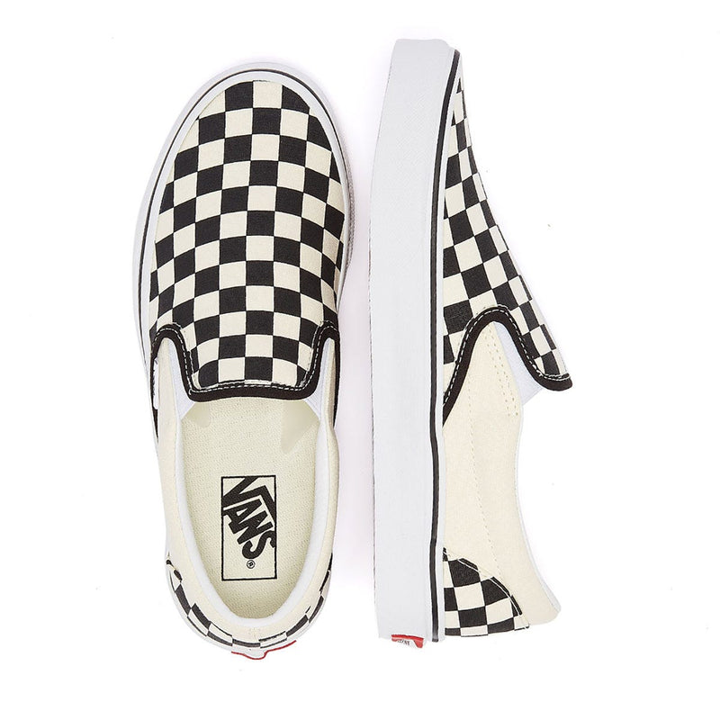 Vans Classic Slip-On Womens Black / White Checkerboard Canvas Sneakers