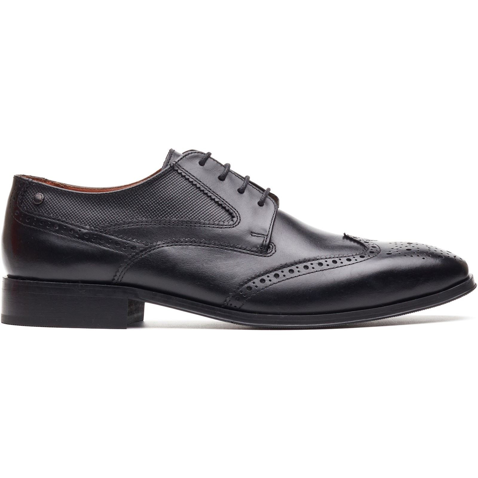 Base London Steeple Brogue Leather Men's Black Brogues Shoes