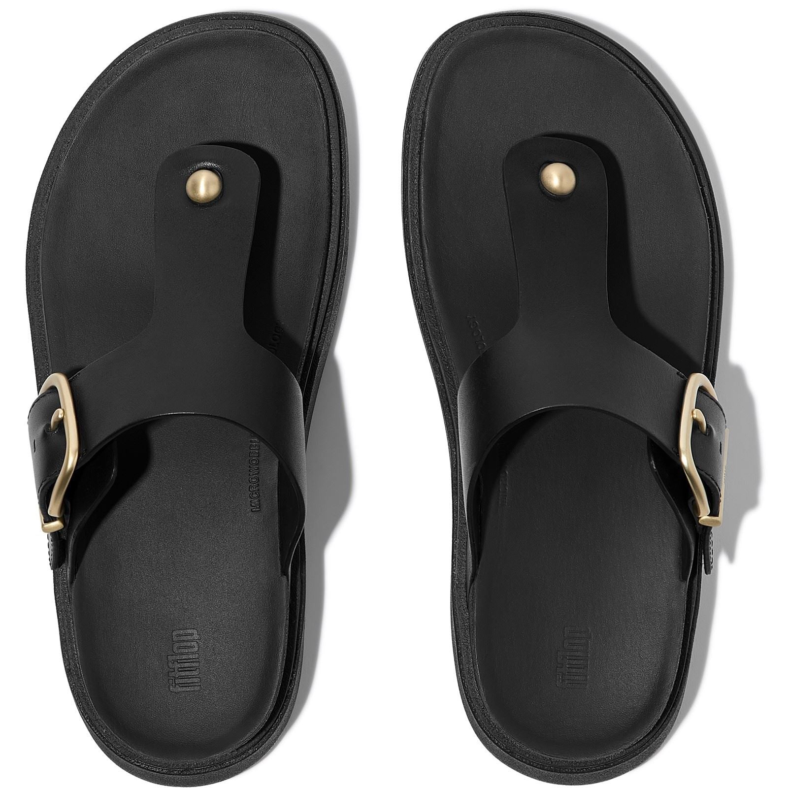 Fitflop Gen-FF Toe-Post Leather Women's Black Sandals
