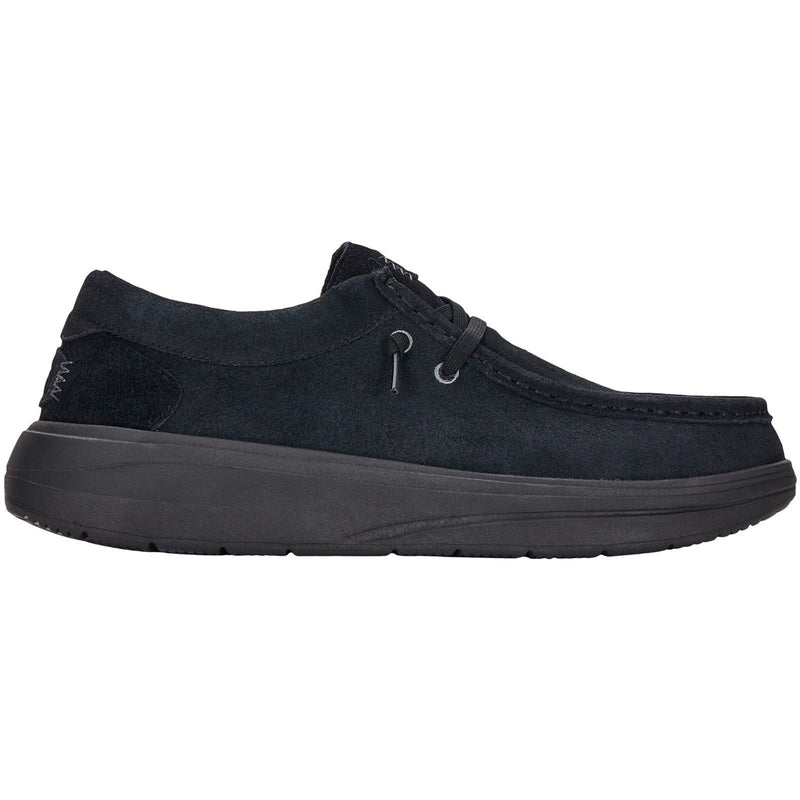 HEYDUDE Wally X Suede Men's Black Boat Shoes