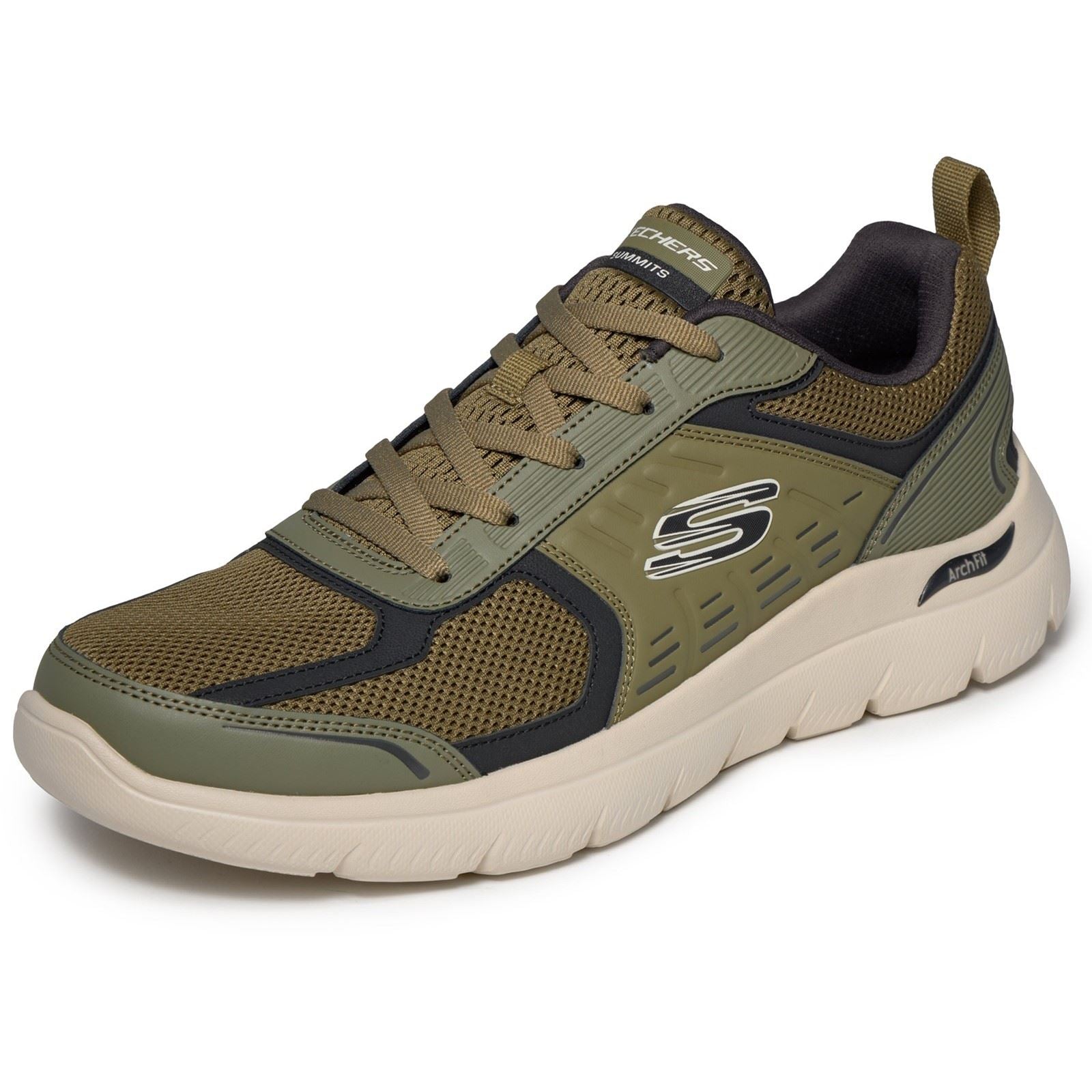 Skechers Arch Fit Summits Leege Leather Men's Olive Leather/Pu/Mesh Trainers