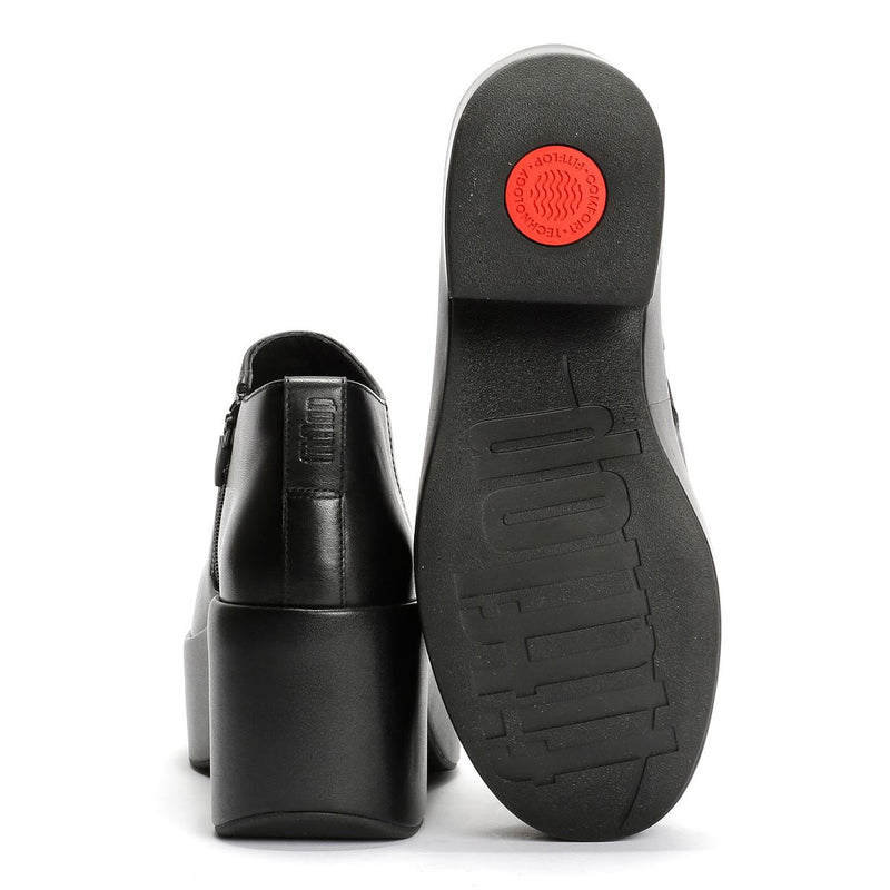 FitFlop Platfforms Heeled Short Leather Women's Black Boots