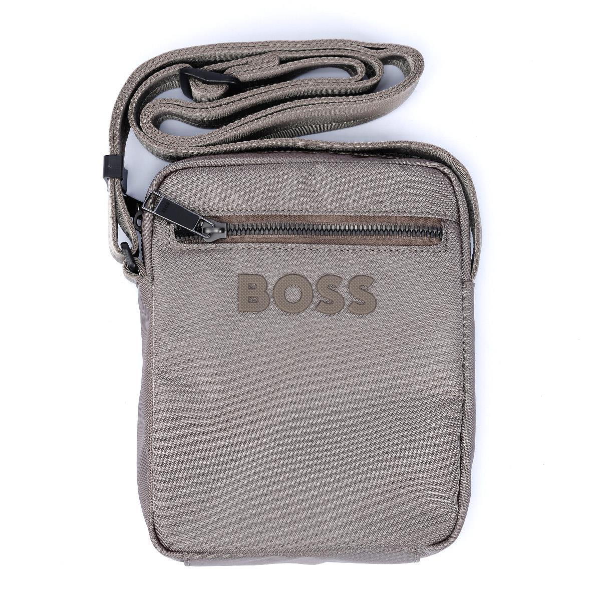 Boss Catch Zip Polyester Men's Taupe Cross Bag