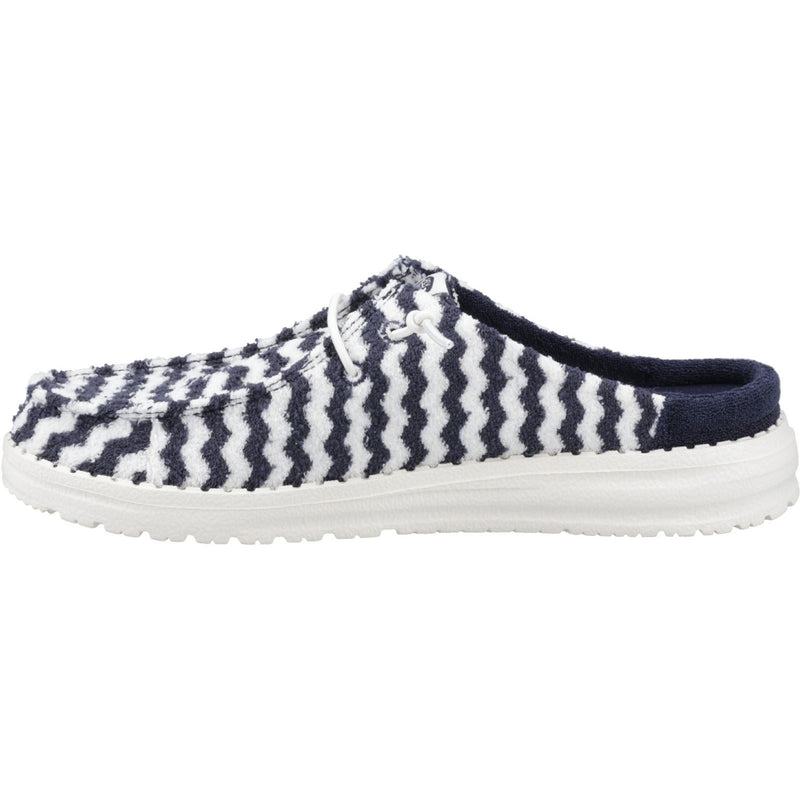 HEYDUDE Wendy Slip Terry Stripe Synthetic Women's Navy Blazer/Egret Mules