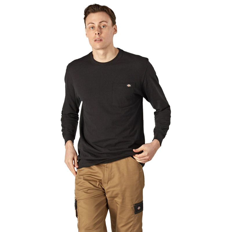 Dickies Pocket Long Sleeve Cotton Men's Black T-Shirt