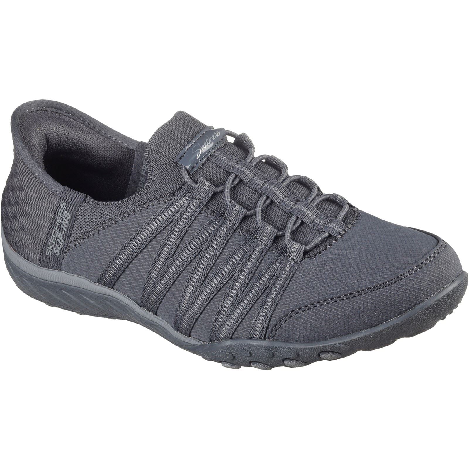 Skechers Breathe-Easy - Roll-With-Me Textile Women's Charcoal Sneakers