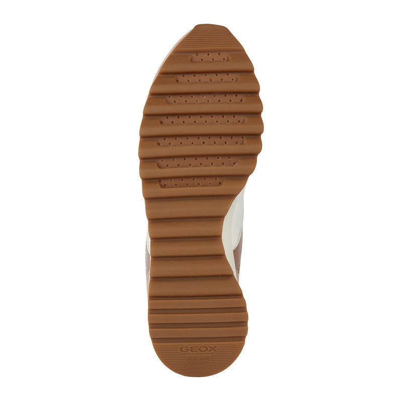 Geox D Tabelya Leather Bovine Suede- Textile Woven Polyester- Synthetic Nylon Women's Nude/White Sneakers
