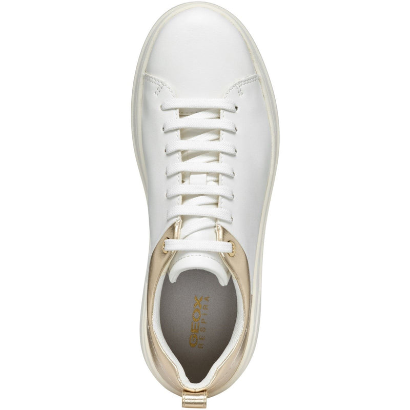 Geox D SPHERICA ECUB-2 Women's White/Light Gold Sneakers