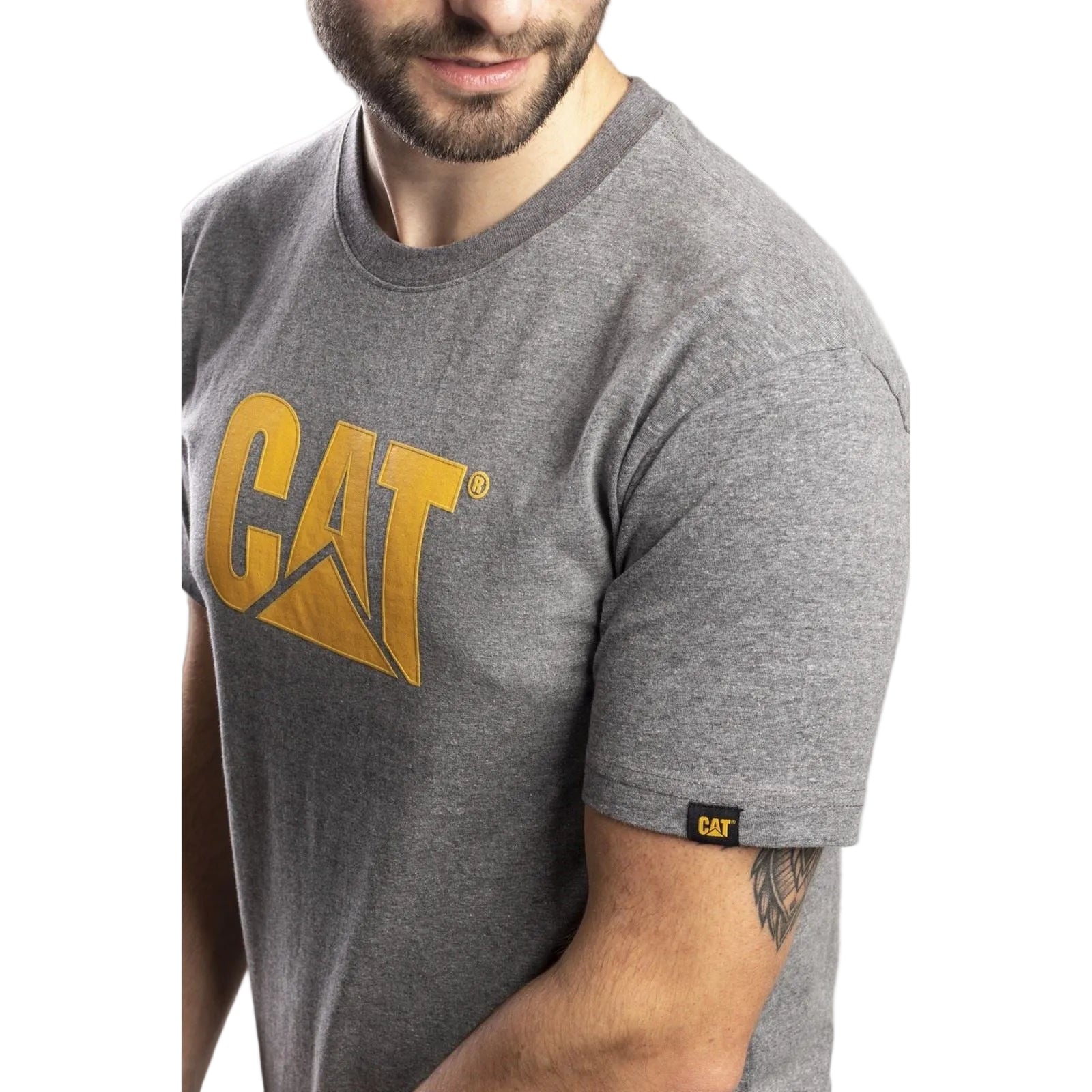 Caterpillar Trademark Logo Cotton Men's Grey T-Shirt