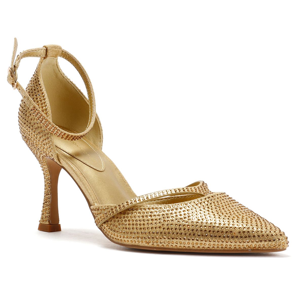 French Connection Nina Rhinstone Stilleto Women's Gold Heels