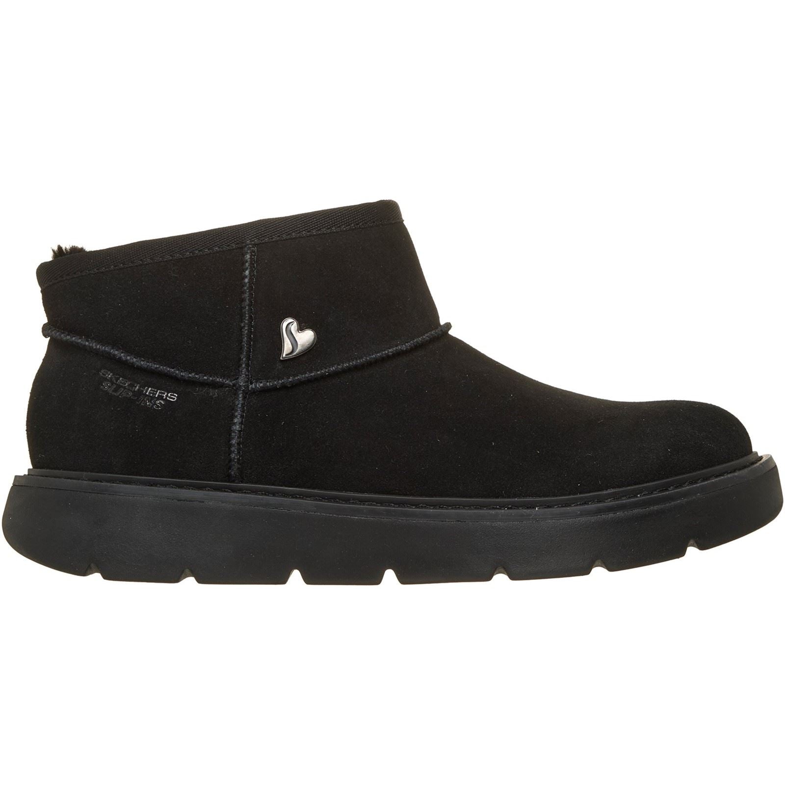 Skechers Keepsakes Cozy Mini Leather Women's Black Suede/Faux Fur Boots