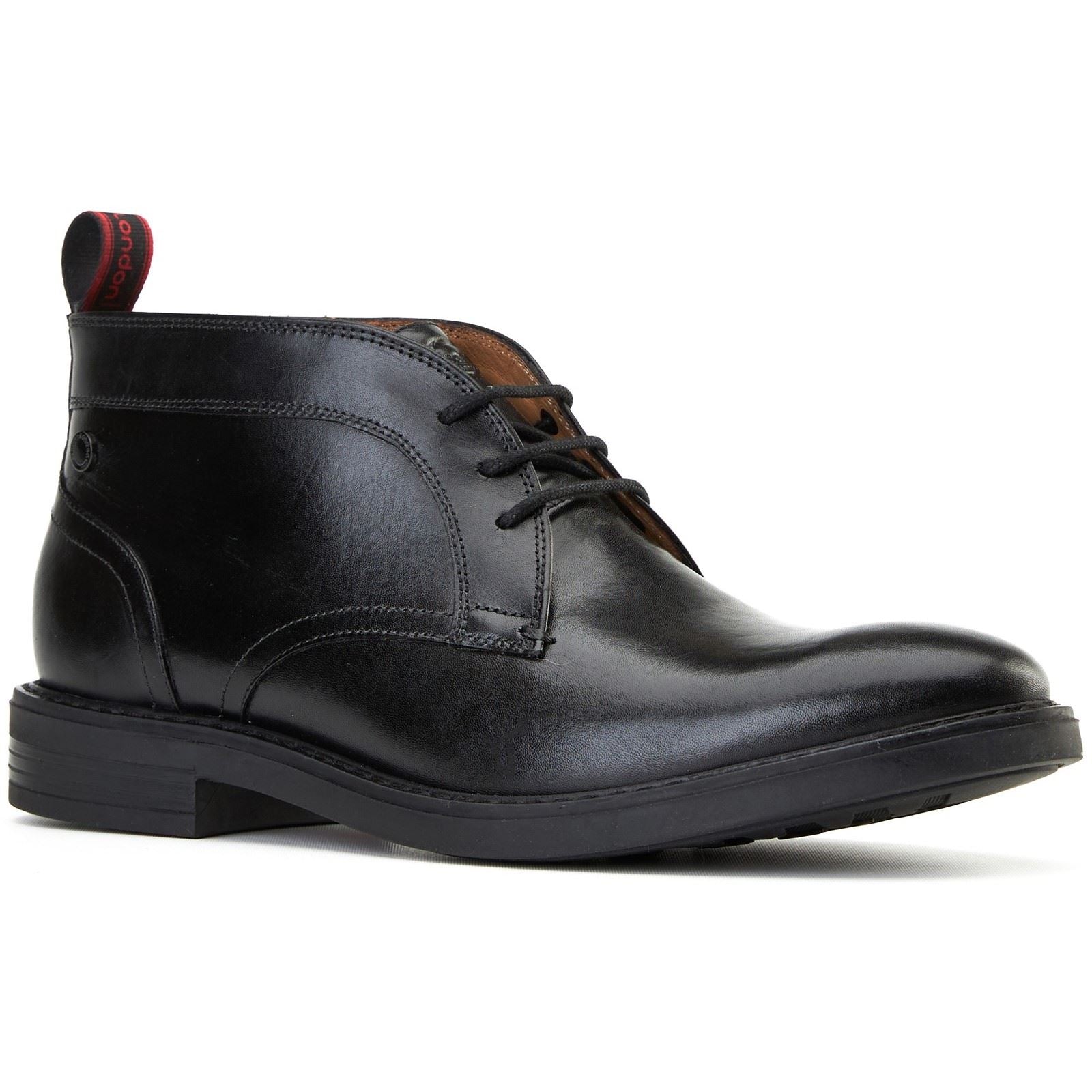 Base London Lincoln Leather Men's Black Ankle Boots