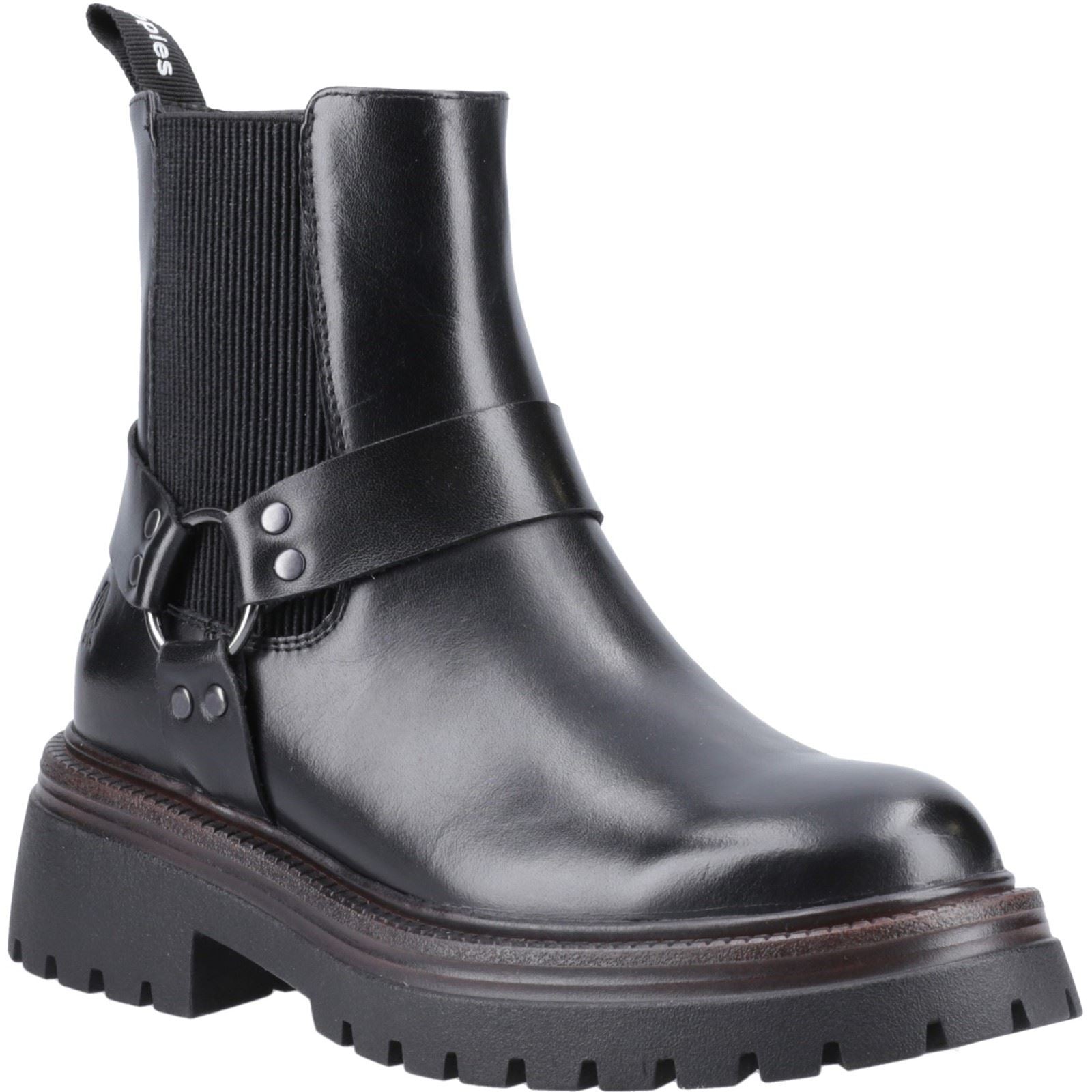 Hush Puppies Raye Leather Women's Black Leather Flat Chelsea Boots