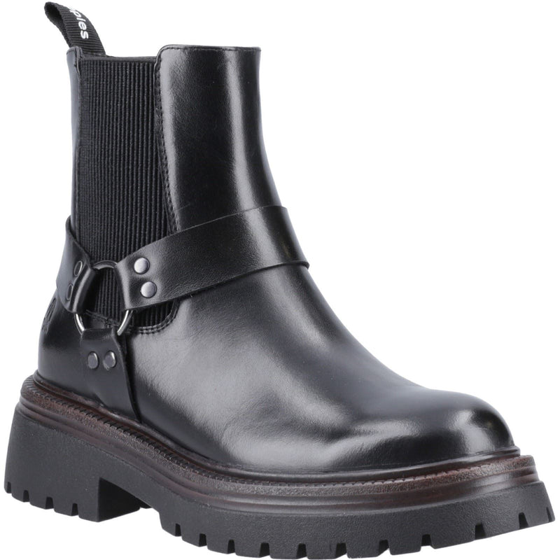 Hush Puppies Raye Leather Women's Black Leather Flat Chelsea Boots