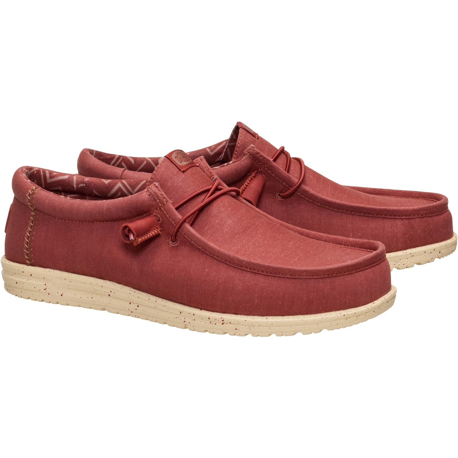 HEYDUDE Wally Stretch Textile Men's Burnt Red/Boulder Tan Loafers