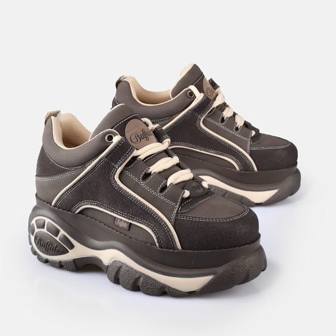 Buffalo 1339-14 Leather Women's Brown/Beige Sneakers