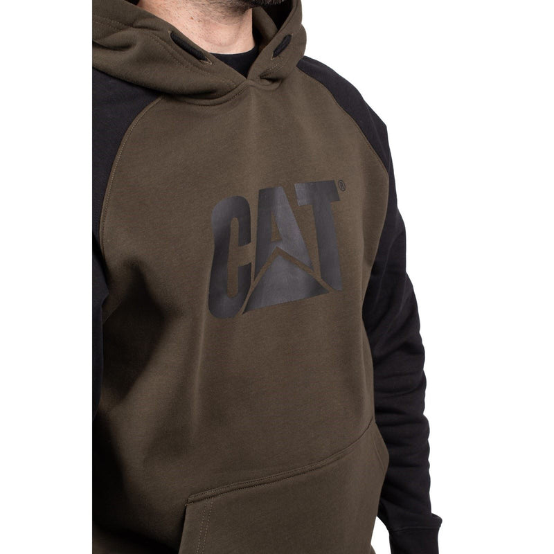 Caterpillar Raglan Cotton Men's Moss Hooded Sweatshirt