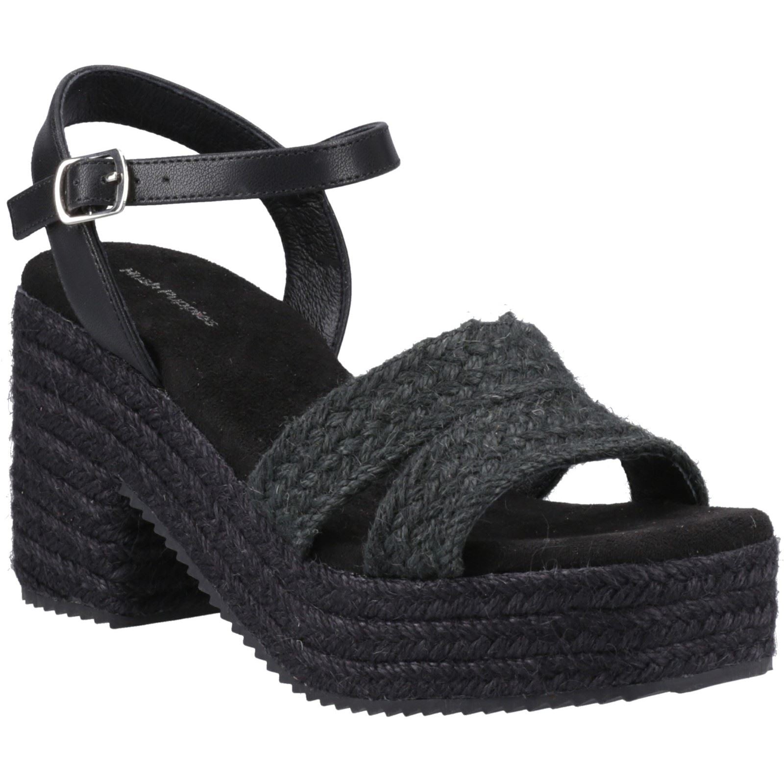 Hush Puppies Jamelia Espadrille Heel Textile Women's Black Heels