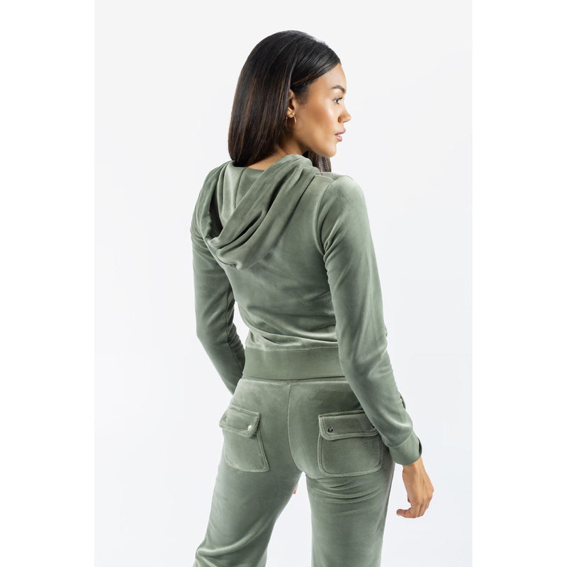 Juicy Couture Robertson Classic Jacket Synthetic Women's Green Hooded Sweatshirt