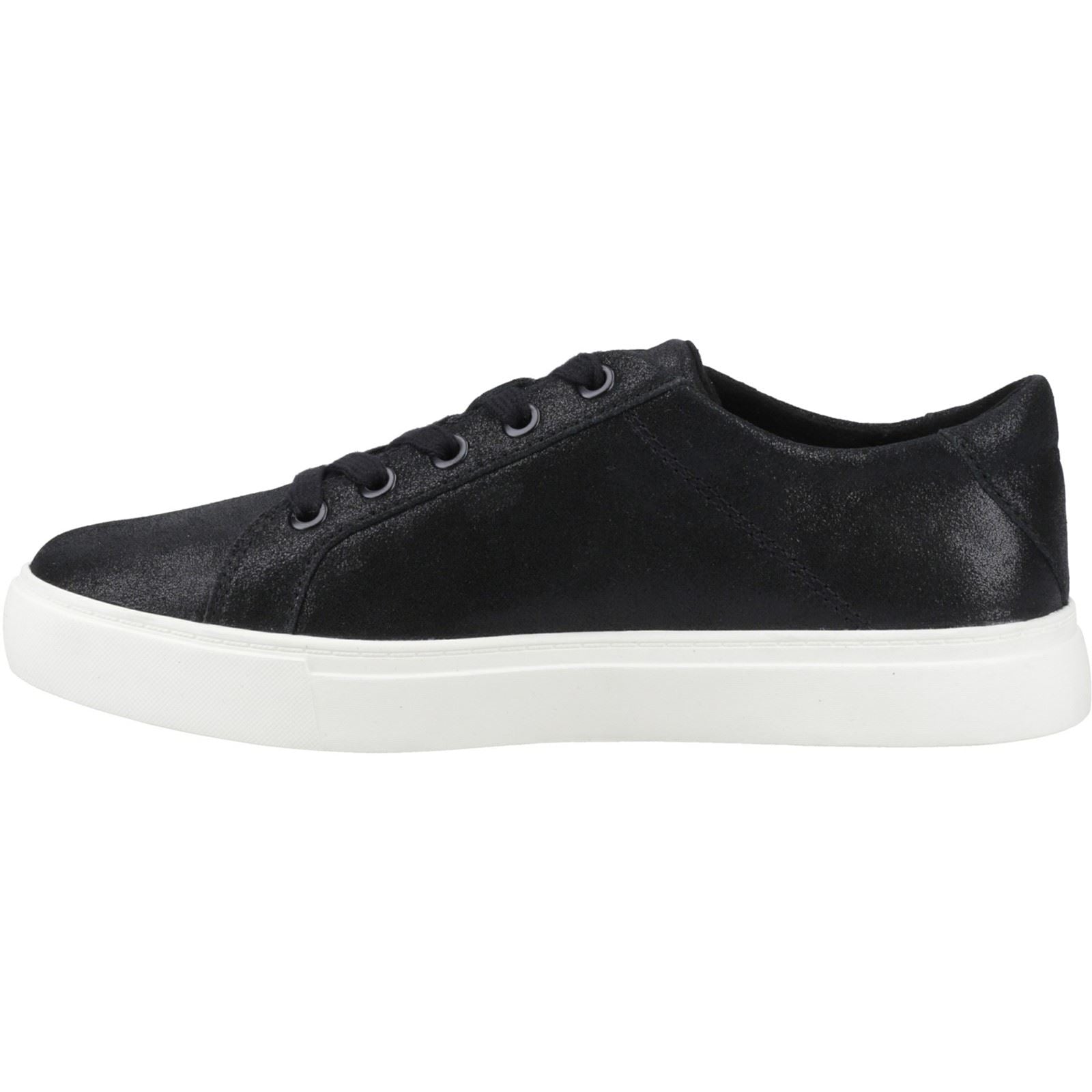 TOMS Kameron Lace-Up Leather Women's Black Metallic Sneakers