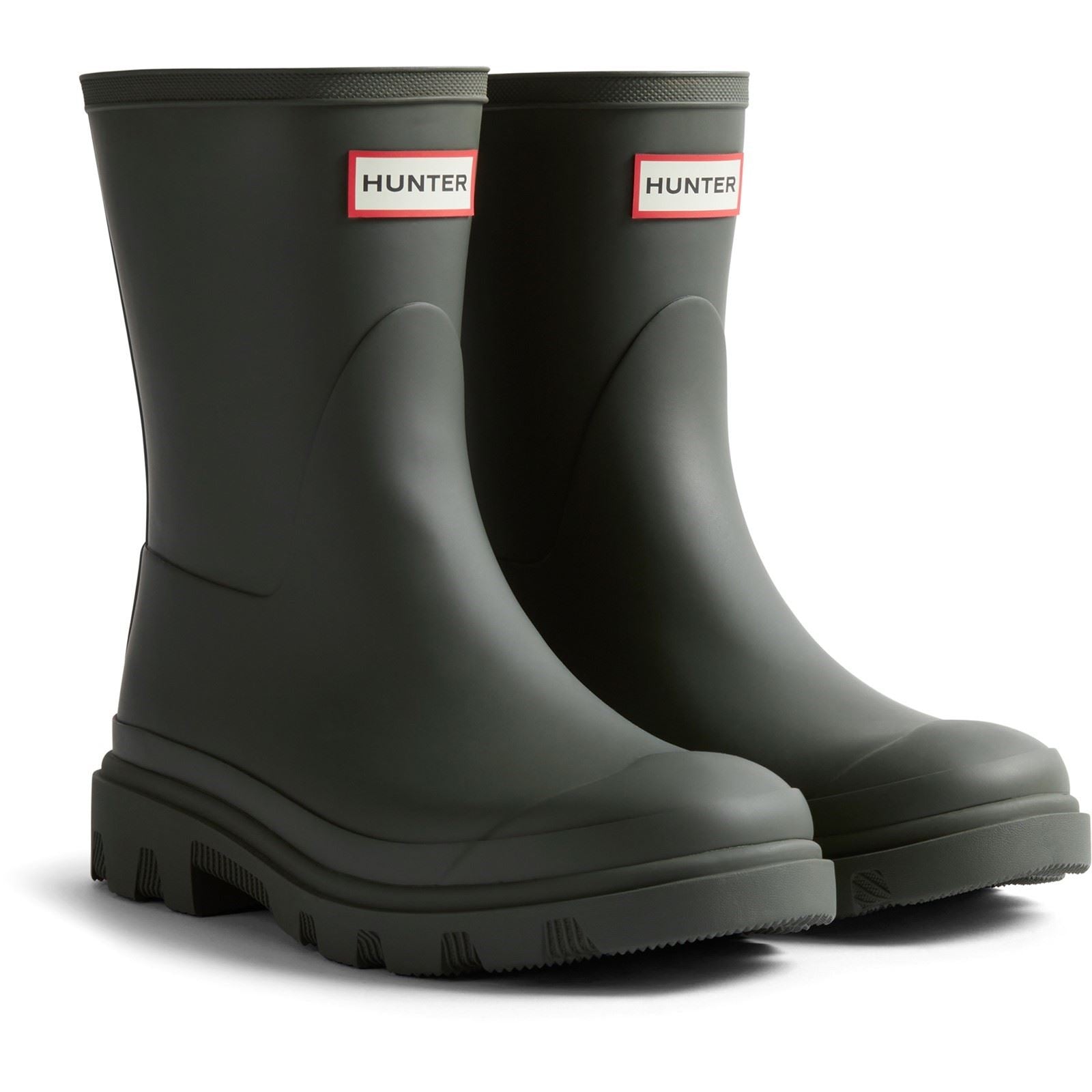 Hunter Unisex Downpour Short Rubber Men's Dark Olive Wellington Boots