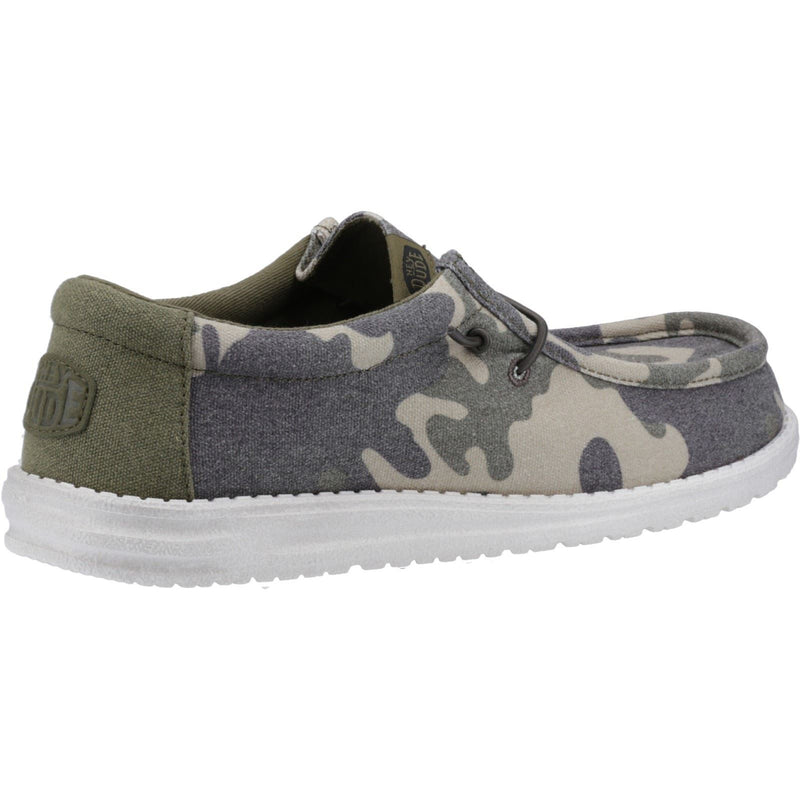 HEYDUDE Wally Washed Camo Polyester Men's Camo Boat Shoes