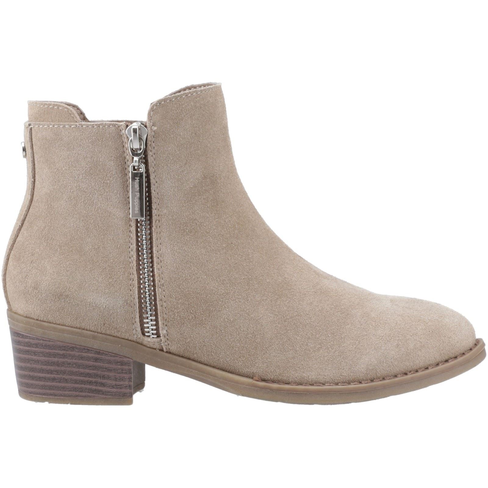 Hush Puppies Ingrid Suede Women's Taupe Heeled Ankle Boots