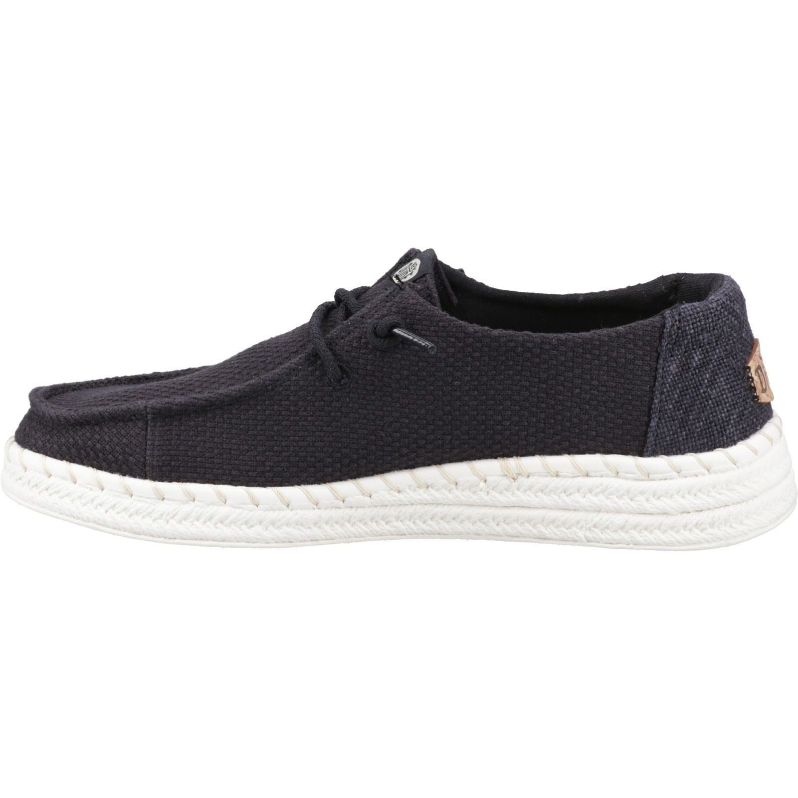 HEYDUDE Wendy Espadrille Woven Cotton Blend Women's Black Espadrilles