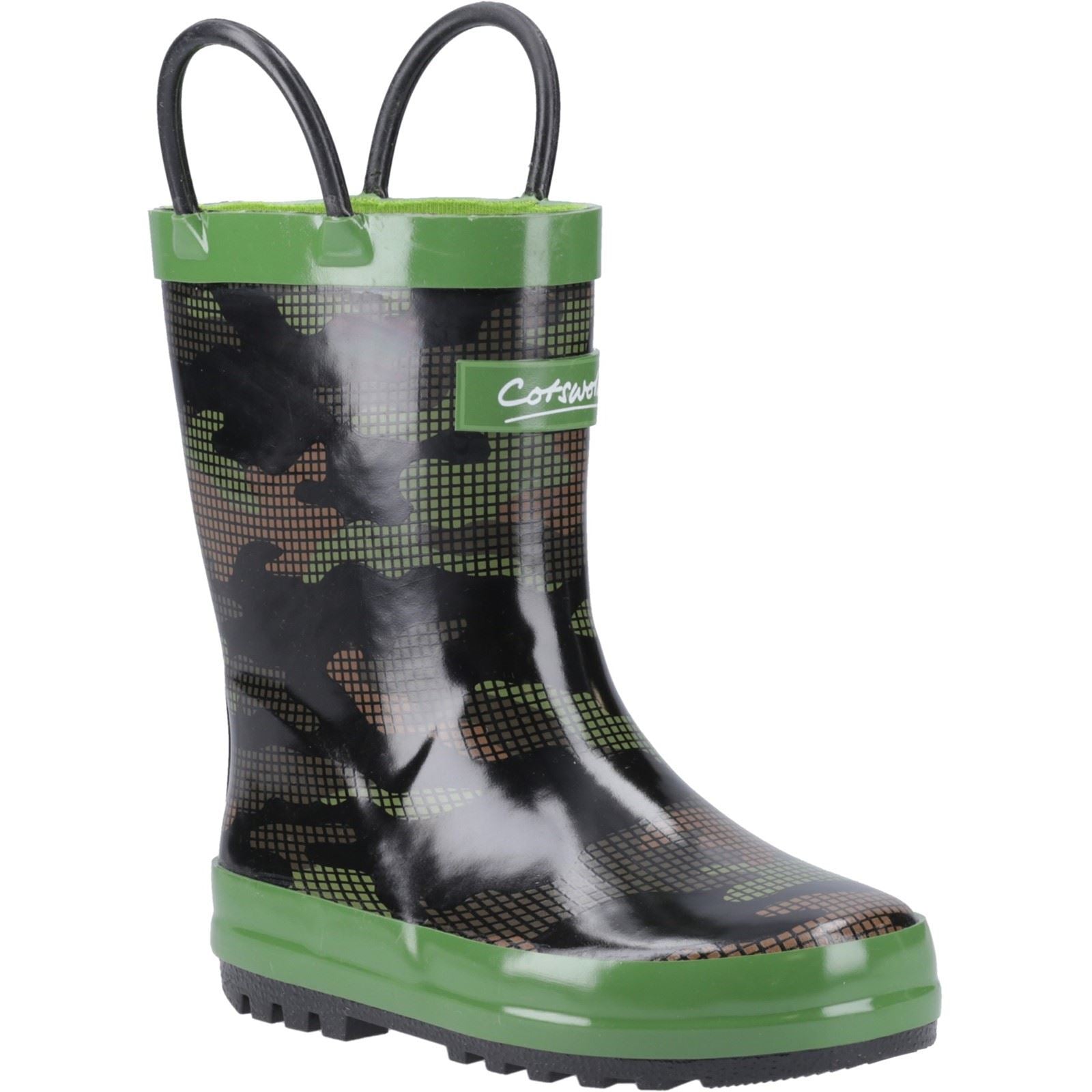 Cotswold Puddle Rubber Kid's Camouflage Wellington Boots