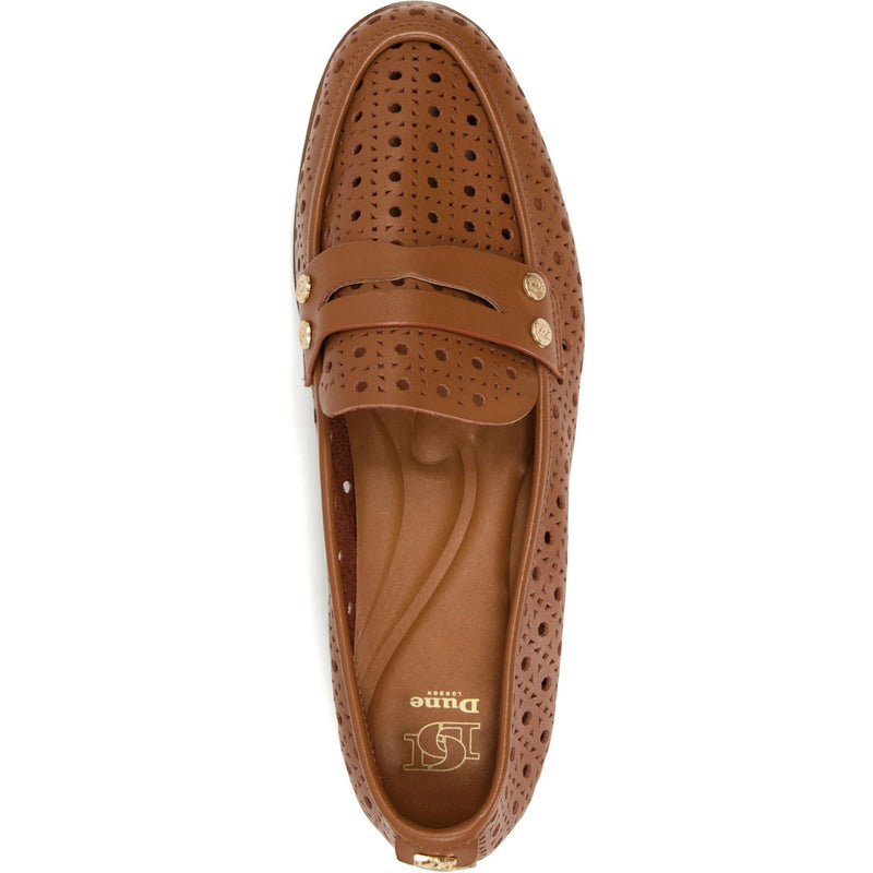 Dune Glimmered Leather Women's Tan Loafers