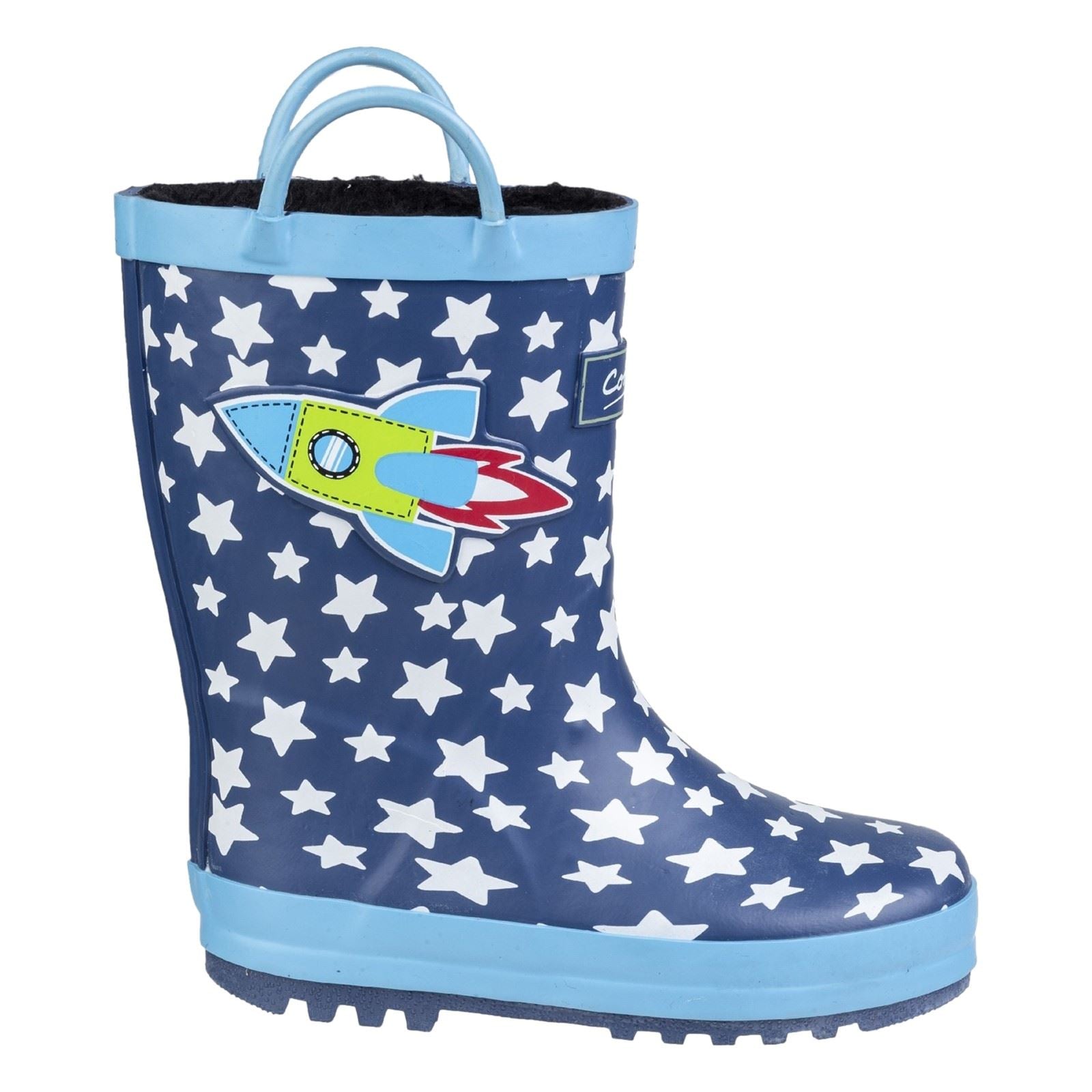 Cotswold Sprinkle Rubber Dark Blue & White Wellington Boots