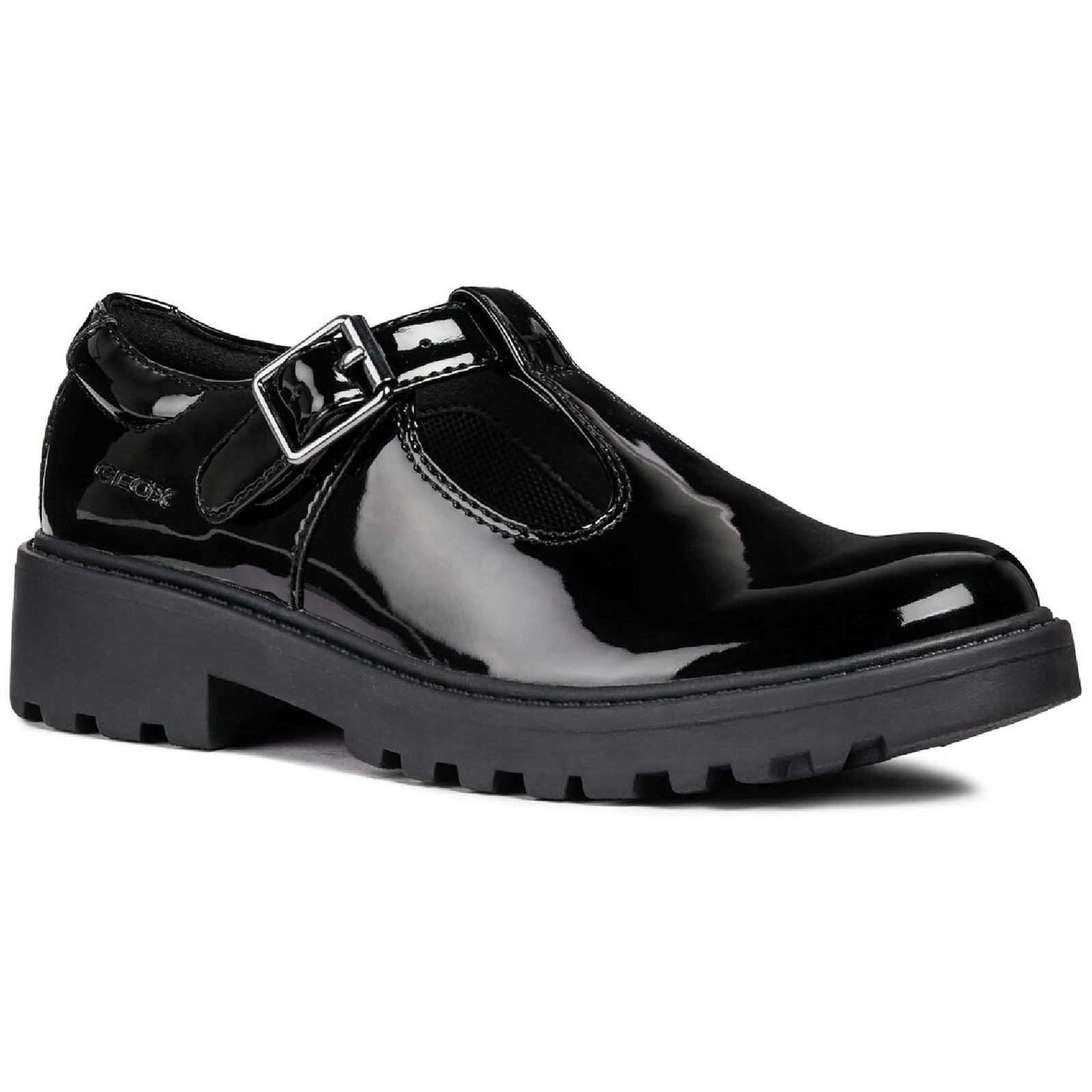 Geox J Casey G. E Leather Girl's Black Patent Shoes
