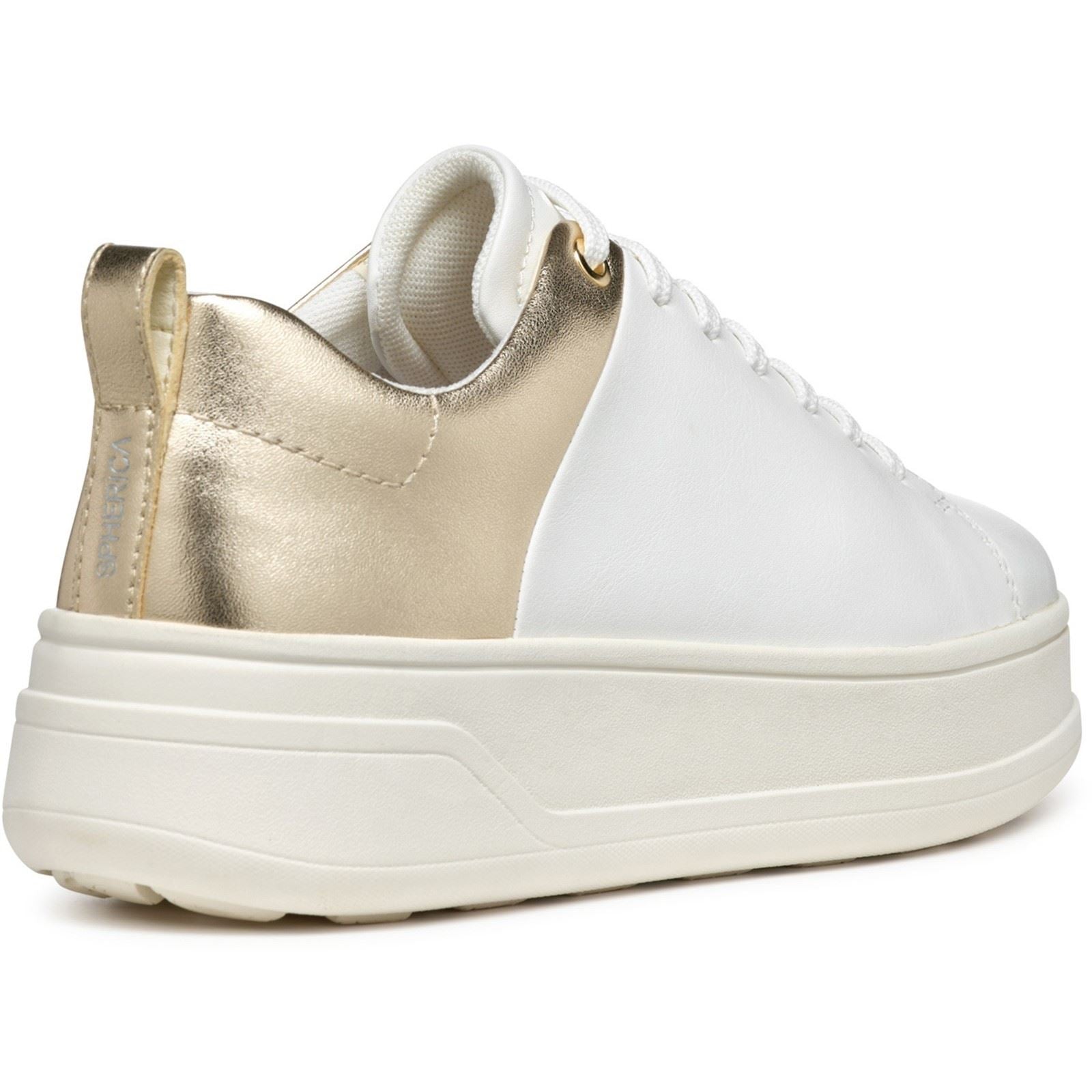 Geox D SPHERICA ECUB-2 Women's White/Light Gold Sneakers