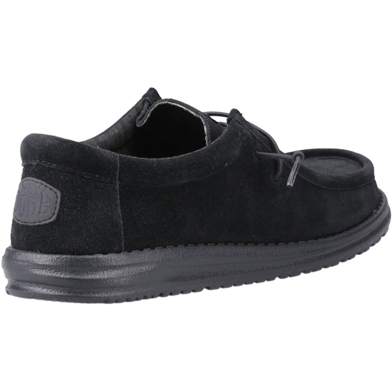 HEYDUDE Wally Suede Suede Men's Black Boat Shoes