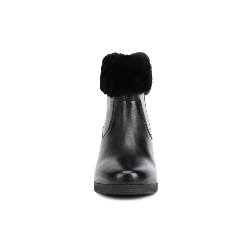 Geox Anylla 80% Leather Bovine Nappa-20% Leather Real Fur Women's Black Boots
